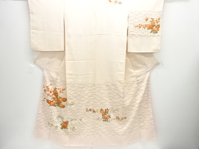 菊・草花模様刺繍訪問着(重ね衿付き)